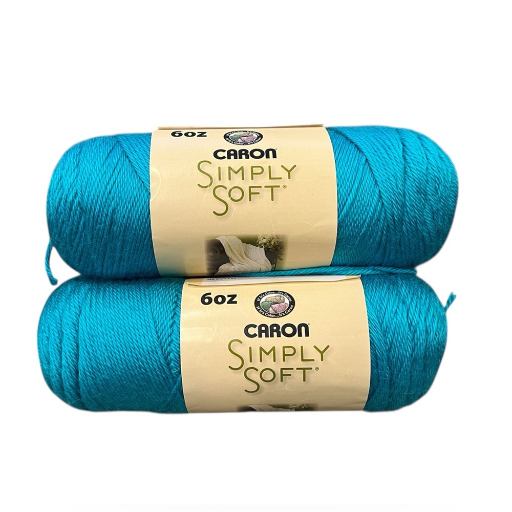 NWT Caron Simply Soft 6oz 4Ply Color 9608 Blue Mint Acrylic Yarn Lot of 2 Skeins